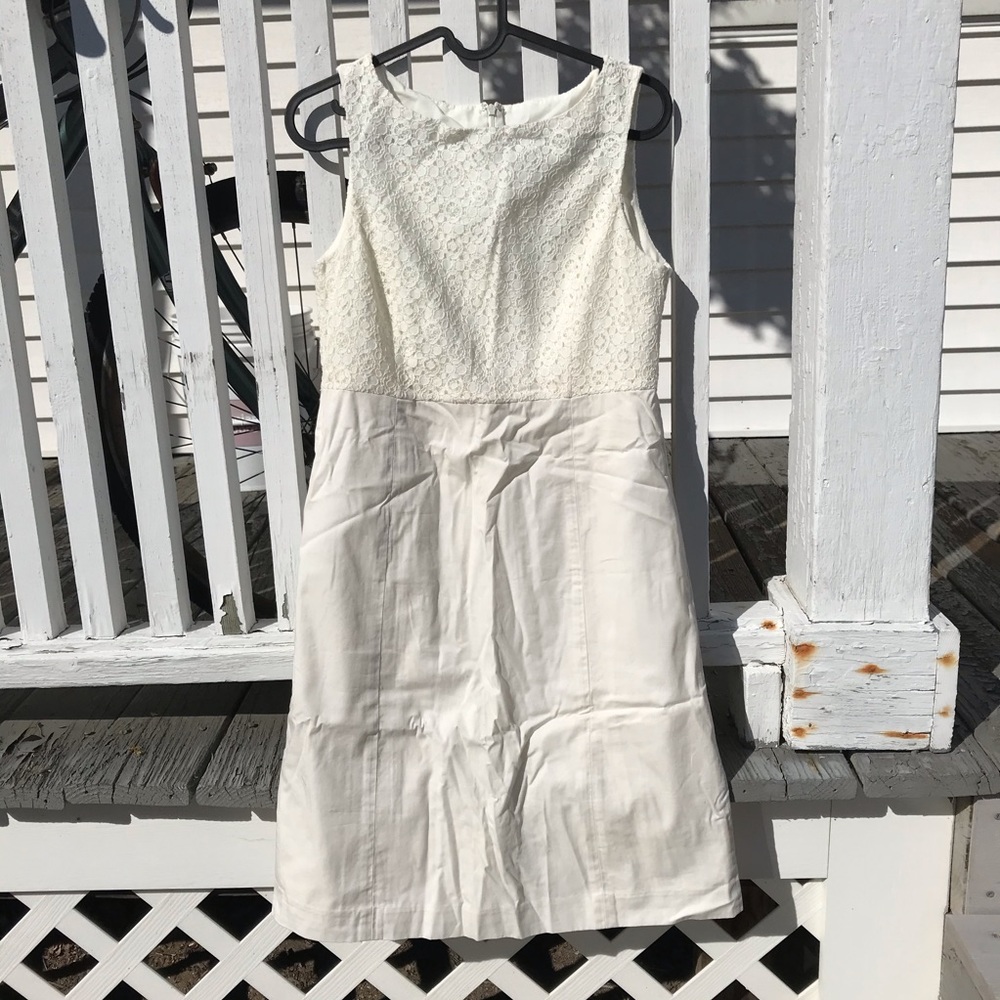 White lace and cotton spring dress